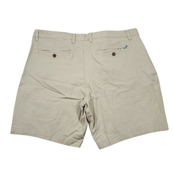 Tailor Vintage Greenwich Chino Shorts Stretch Khaki Linen Size 38 Beige Tan - Picture 2 of 8